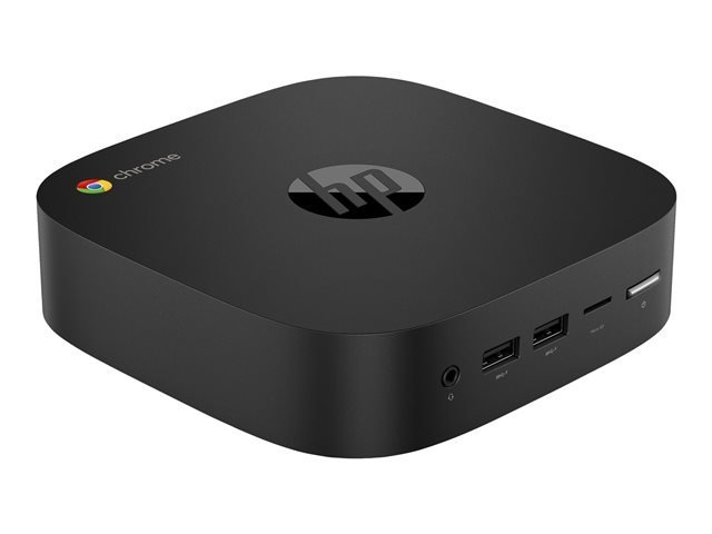 HP Chromebox G3 - Mini - 1 x Celeron 5205U up to - RAM 4 GB - flash - eMMC 32 GB - UHD Graphics - Gigabit Ethernet, IEEE 802.11ax (Wi-Fi 6) - Bluetooth 5.0, 802.11a/b/g/n/ac/ax - Chrome OS - monitor: none - sparkling black