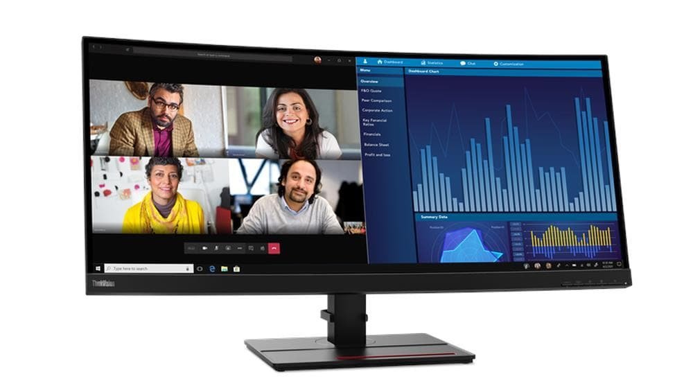 Lenovo ThinkVision P34w-20 - LED monitor - curved - 34.14" - 3440 x 1440 UWQHD - IPS - 300 cd/m≤ - 1000:1 - 4 ms - 2xHDMI, 2xDisplayPort, USB-C - speakers - raven black