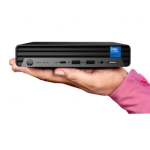 HP Pro 400 G9 - Wolf Pro Security - mini - Core i5 13500T / up to 4.6 GHz - RAM 8 GB - SSD 256 GB - NVMe - UHD Graphics 770 - Gigabit Ethernet, IEEE 802.11ax (Wi-Fi 6E), Bluetooth Dual-Mode - 802.11a/b/g/n/ac/ax (Wi-Fi 6E), Bluetooth 5.2 wireless card - Win 11 Pro - monitor: none - keyboard: UK - with HP Wolf Pro Security Edition (3 years)