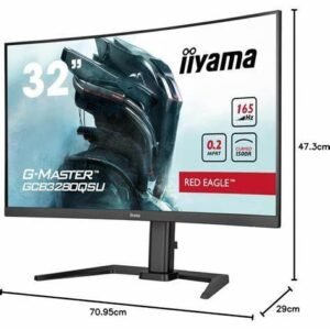 iiyama G-MASTER Red Eagle GCB3280QSU-B1 - LED monitor - curved - 32" (31.5" viewable) - 2560 x 1440 WQHD @ 165 Hz - VA - 350 cd/m≤ - 3000:1 - 0.2 ms - 2xHDMI, DisplayPort - speakers - matte black