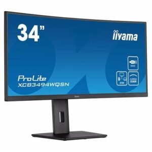 iiyama ProLite XCB3494WQSN-B5 - LED monitor - curved - 34" - 3440 x 1440 UWQHD @ 120 Hz - VA - 300 cd/m≤ - 3000:1 - 0.4 ms - HDMI, DisplayPort, USB-C - speakers - matte black