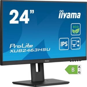 iiyama ProLite XUB2463HSU-B1 - LED monitor - 24" (23.8" viewable) - 1920 x 1080 Full HD (1080p) @ 100 Hz - IPS - 250 cd/m≤ - 1300:1 - 3 ms - HDMI, DisplayPort - speakers - black, matte